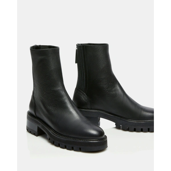 Aquazzura Saint Honore Combat Bootie in Black, view 3 | Ankle Boots