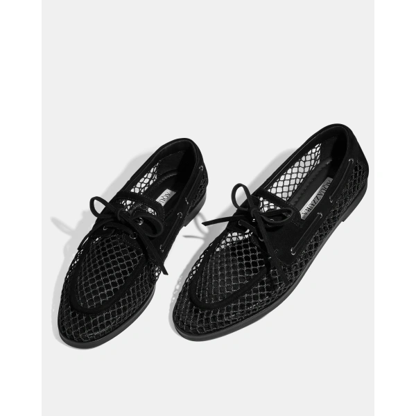 Aquazzura Seafarer Mesh Mocassin in Black, view 3 | Loafers