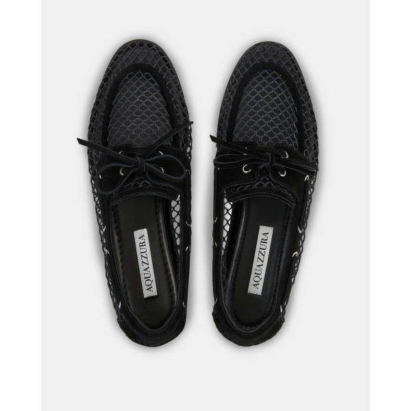 Aquazzura Seafarer Mesh Mocassin in Black, view 4 | Loafers