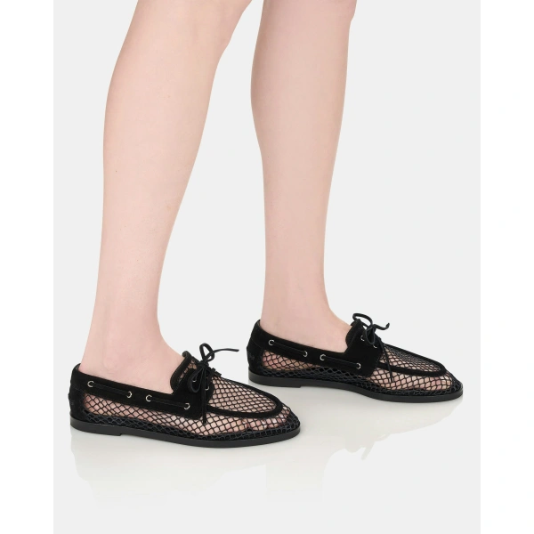 Aquazzura Seafarer Mesh Mocassin in Black, view 5 | Loafers