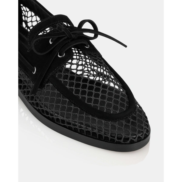 Aquazzura Seafarer Mesh Mocassin in Black, view 6 | Loafers