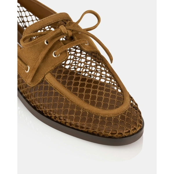 Aquazzura Seafarer Mesh Mocassin in Chestnut, view 6 | Loafers