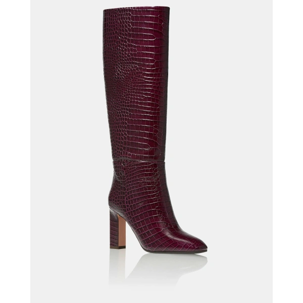 Aquazzura Sellier Boot 85 in Rich Plum, view 2 | Knee-High Boots