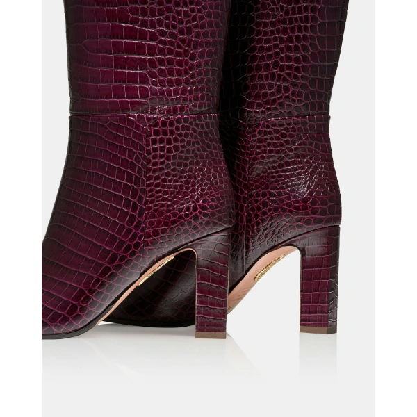 Aquazzura Sellier Boot 85 in Rich Plum, view 4 | Knee-High Boots