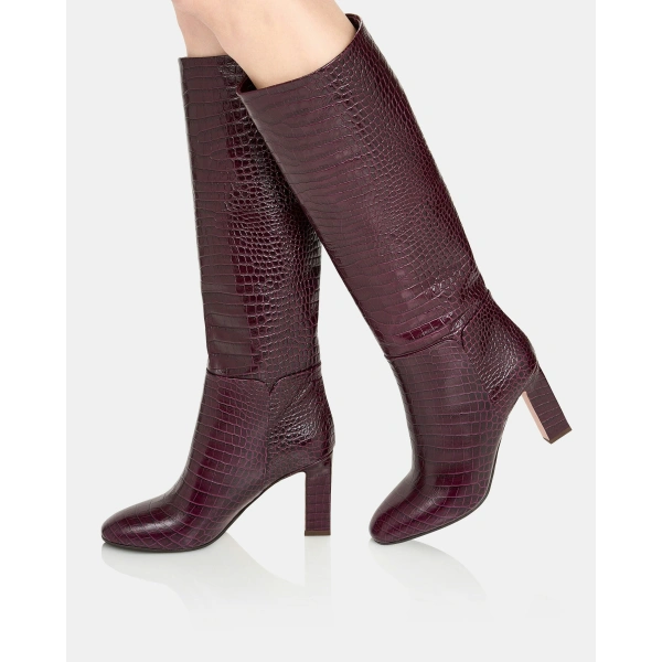 Aquazzura Sellier Boot 85 in Rich Plum, view 5 | Knee-High Boots