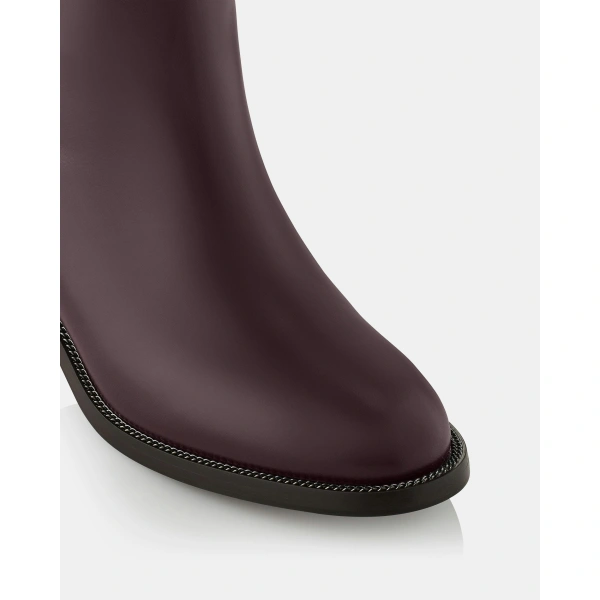 Aquazzura Sellier Boot Flat in Aubergine, view 6 | Knee-High Boots
