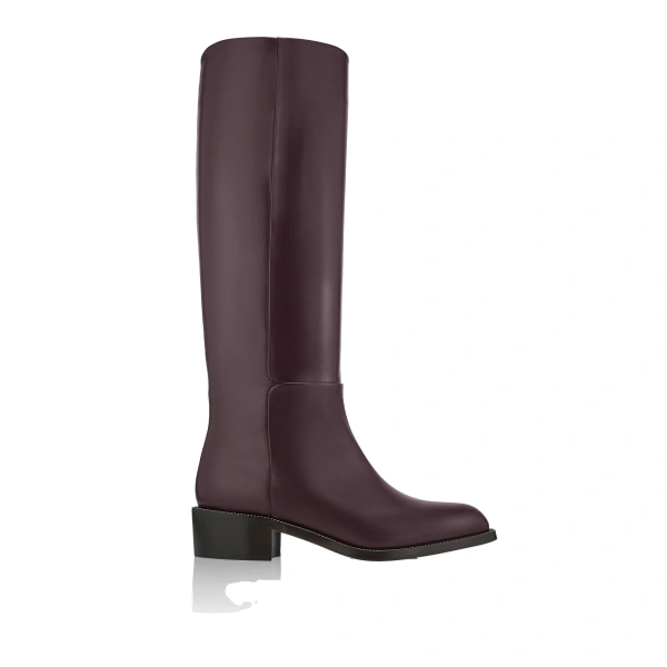 Sellier Boot Flat in Aubergine
