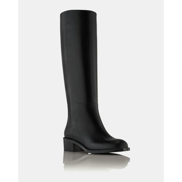 Aquazzura Sellier Boot Flat in Black, view 2 | Knee-High Boots