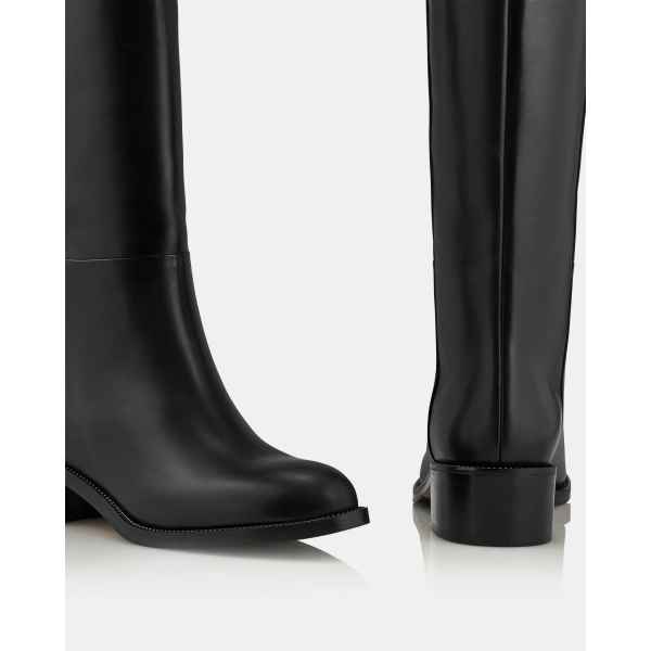 Aquazzura Sellier Boot Flat in Black, view 3 | Knee-High Boots