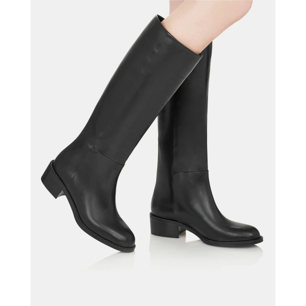 Aquazzura Sellier Boot Flat in Black, view 5 | Knee-High Boots