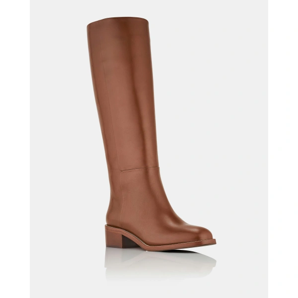 Aquazzura Sellier Boot Flat in Cinnamon, view 2 | Knee-High Boots
