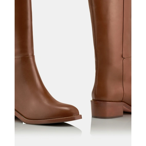 Aquazzura Sellier Boot Flat in Cinnamon, view 3 | Knee-High Boots