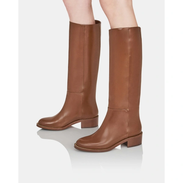 Aquazzura Sellier Boot Flat in Cinnamon, view 5 | Knee-High Boots