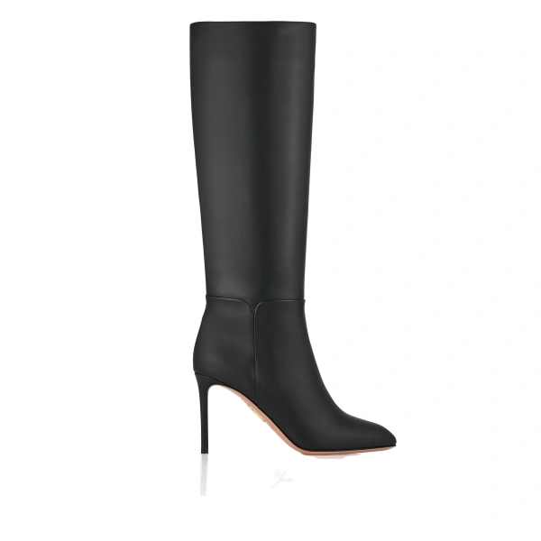 Aquazzura Sellier Stiletto Boot 85 in Black | Knee-High Boots
