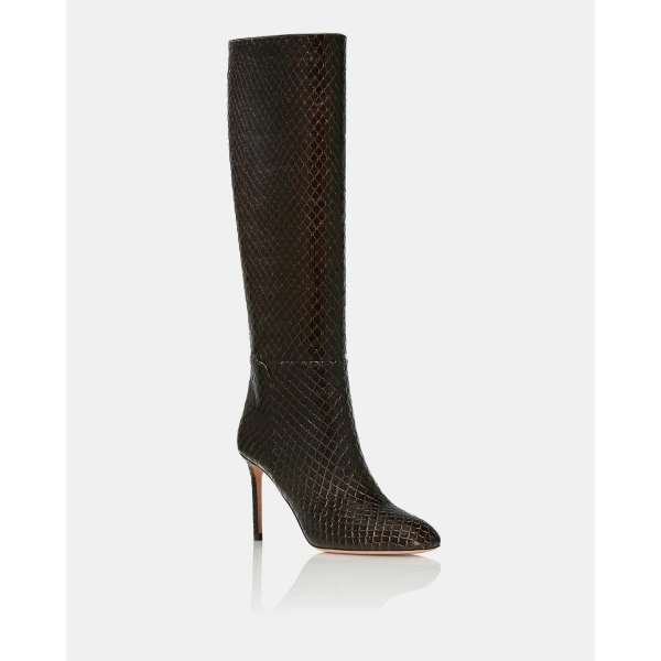 Aquazzura Sellier Stiletto Boot 85 in Espresso, view 2 | Knee-High Boots