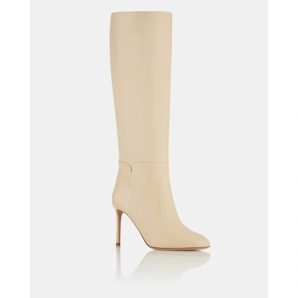 Aquazzura Sellier Stiletto Boot 85 in Light Taupe, view 2 | Knee-High Boots