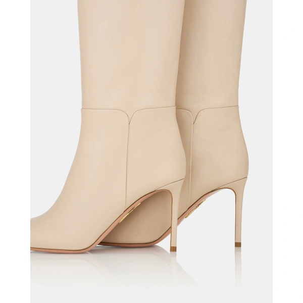 Aquazzura Sellier Stiletto Boot 85 in Light Taupe, view 4 | Knee-High Boots
