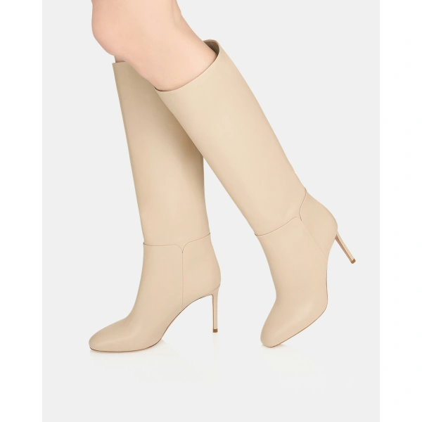 Aquazzura Sellier Stiletto Boot 85 in Light Taupe, view 5 | Knee-High Boots