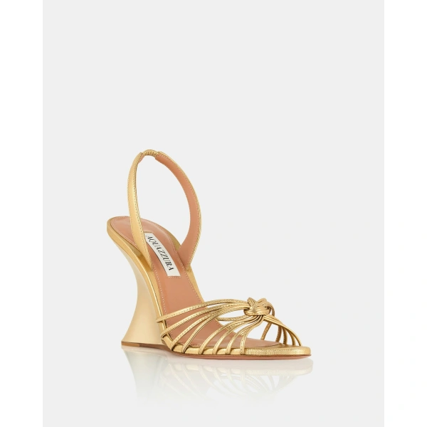Aquazzura Serenity Wedge 95 in Soft Gold, view 2 | Wedges