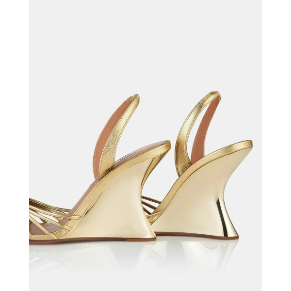 Aquazzura Serenity Wedge 95 in Soft Gold, view 4 | Wedges