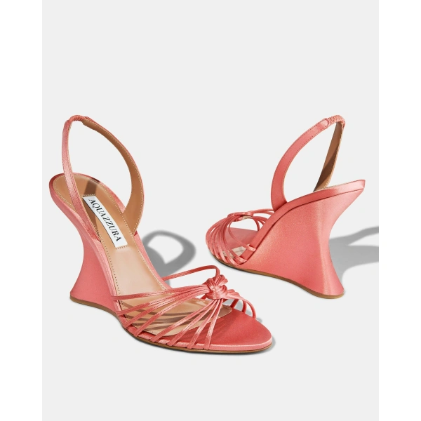 Aquazzura Serenity Wedge 95 in Spring Peach, view 3 | Wedges