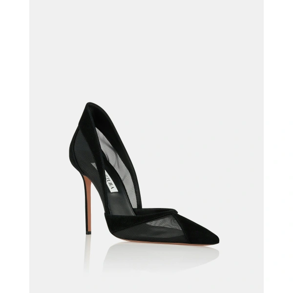 Aquazzura Shadow Mesh Pump 105 in Black, view 2 | Pumps