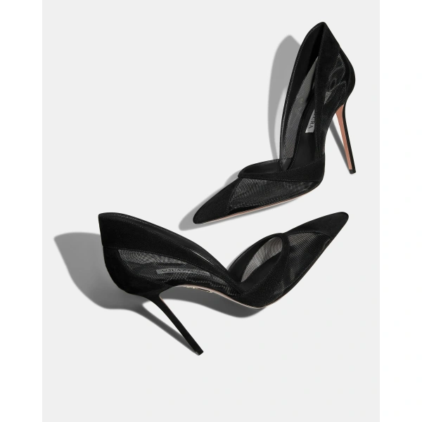 Aquazzura Shadow Mesh Pump 105 in Black, view 3 | Pumps