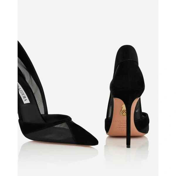 Aquazzura Shadow Mesh Pump 105 in Black, view 4 | Pumps