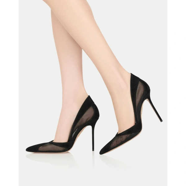 Aquazzura Shadow Mesh Pump 105 in Black, view 5 | Pumps