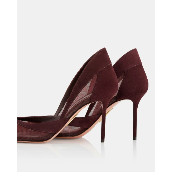 Aquazzura Shadow Mesh Pump 85 in Rich Plum, view 4 | Pumps