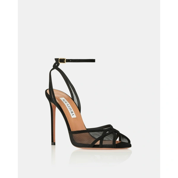 Aquazzura Shear Sandal 105 in Black, view 2 | Sandals