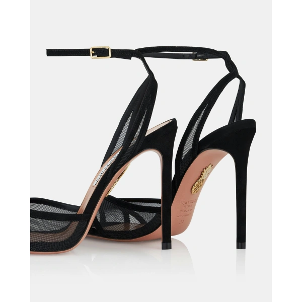 Aquazzura Shear Sandal 105 in Black, view 4 | Sandals
