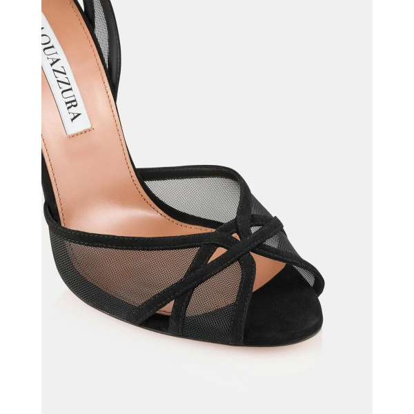 Aquazzura Shear Sandal 105 in Black, view 6 | Sandals