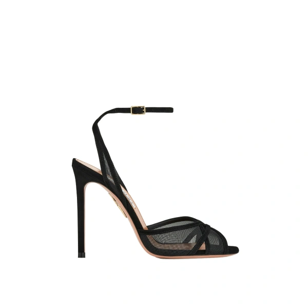Aquazzura Shear Sandal 105 in Black | Sandals
