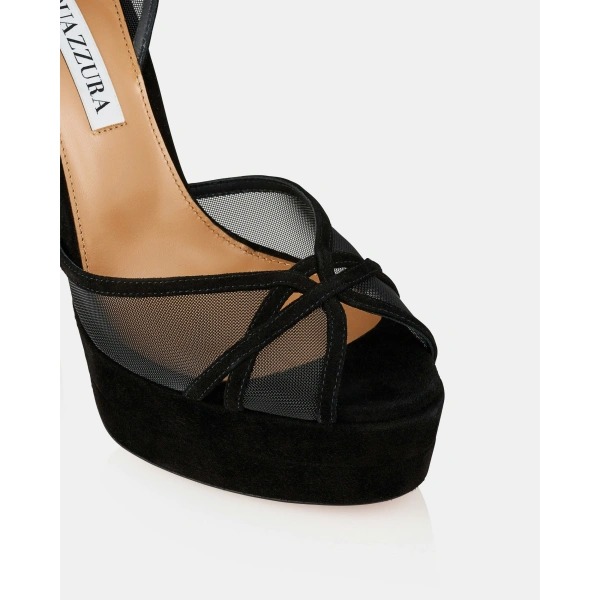 Aquazzura Shear Sandal Plateau 130 in Black, view 6 | Platform Heels