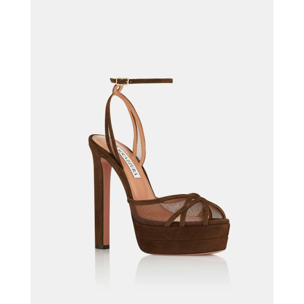 Aquazzura Shear Sandal Plateau 130 in Espresso, view 2 | Platform Heels