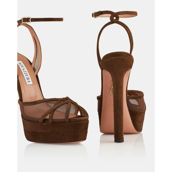 Aquazzura Shear Sandal Plateau 130 in Espresso, view 4 | Platform Heels