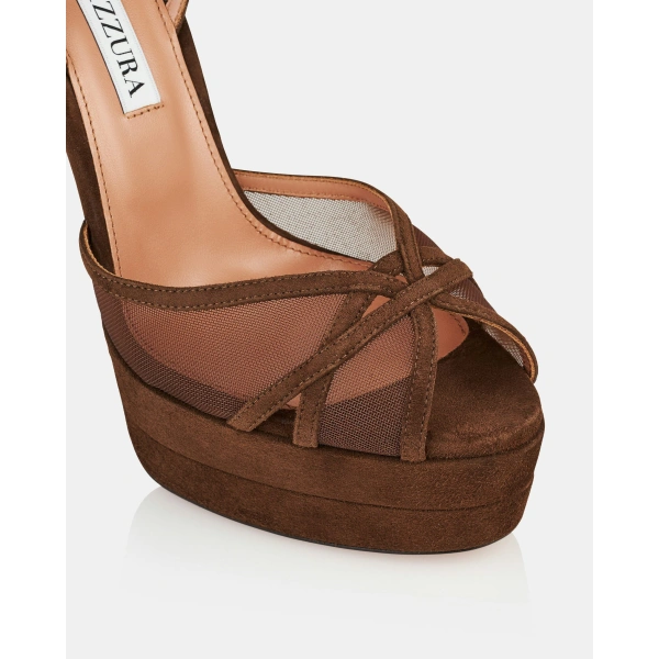 Aquazzura Shear Sandal Plateau 130 in Espresso, view 6 | Platform Heels