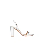 Aquazzura So Nude Block Sandal 85 in Silver | Sandals