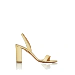 Aquazzura So Nude Block Sandal 85 in Soft Gold | Sandals