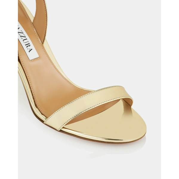 Aquazzura So Nude Block Sandal 85 in Soft Gold, view 6 | Sandals