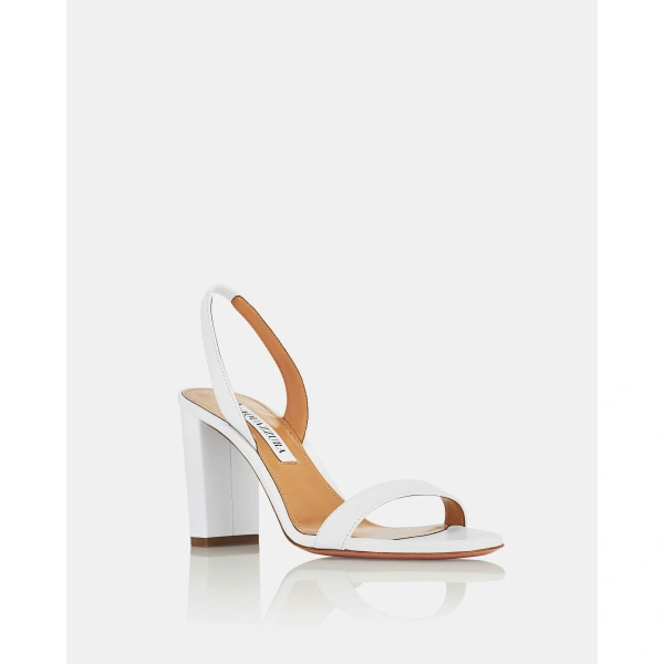 Aquazzura So Nude Block Sandal 85 in White Nappa Leather, view 2 | Sandals