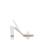Aquazzura So Nude Block Sandal 85 in White Nappa Leather | Sandals
