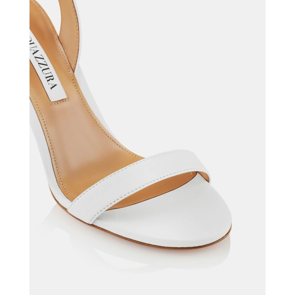 Aquazzura So Nude Block Sandal 85 in White Nappa Leather, view 6 | Sandals