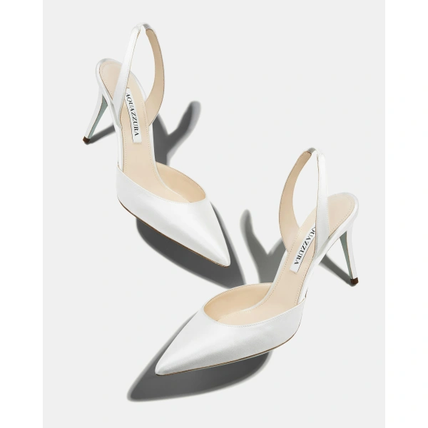 Aquazzura So Nude Pump 85 in White, view 3 | Slingbacks