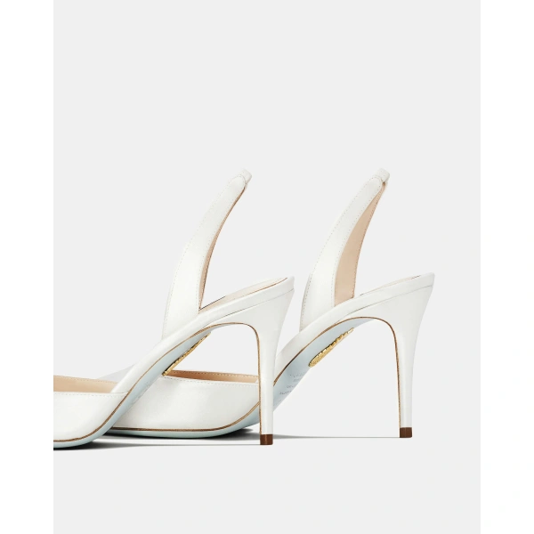 Aquazzura So Nude Pump 85 in White, view 4 | Slingbacks
