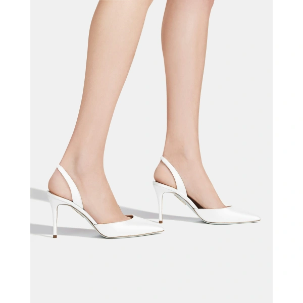 Aquazzura So Nude Pump 85 in White, view 5 | Slingbacks