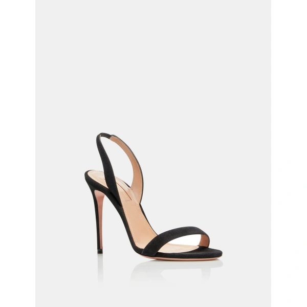 Aquazzura So Nude Sandal 105 in Black, view 2 | Sandals