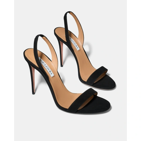 Aquazzura So Nude Sandal 105 in Black, view 3 | Sandals