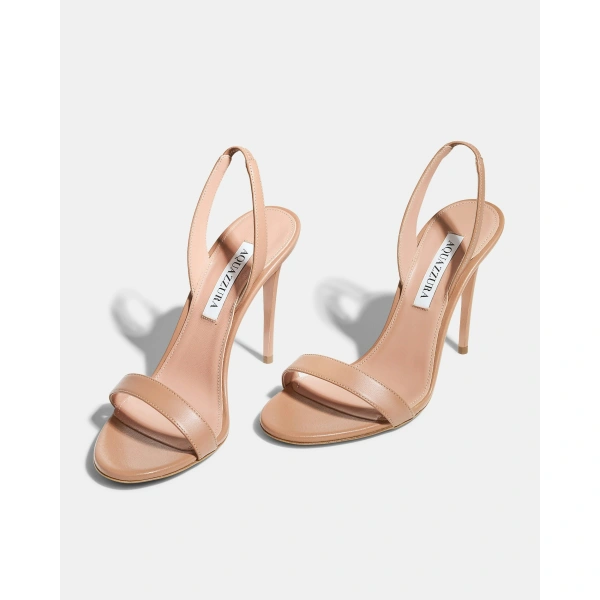 Aquazzura So Nude Sandal 105 in Powder Pink, view 3 | Sandals